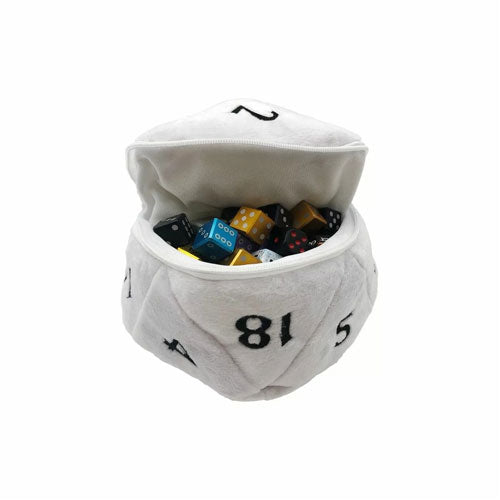 D20 Plush Dice Bag White