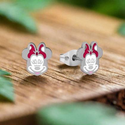 Couture Kingdom - ECC Minnie Mouse Enamel Silver Stud Earrings