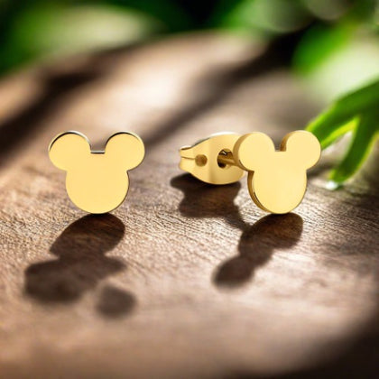 Couture Kingdom - ECC Mickey Mouse Stainless Steel Gold Stud Earrings