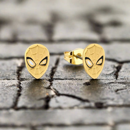 Couture Kingdom - Precious Metal Marvel Spider-Man Stud Gold Earrings