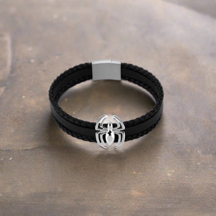 Couture Kingdom - Marvel Spider-Man Leather Silver Bracelet