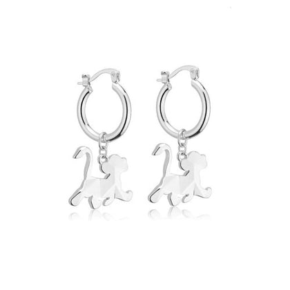 Couture Kingdom - Disney 100 Simba Charm Hoop Silver Earrings