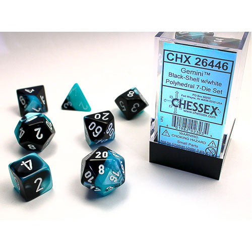 Chessex Gemini Black-Shell/White 7 Die Set