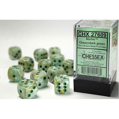 Chessex Marble Green/Dark Green 16mm D6 Dice Block