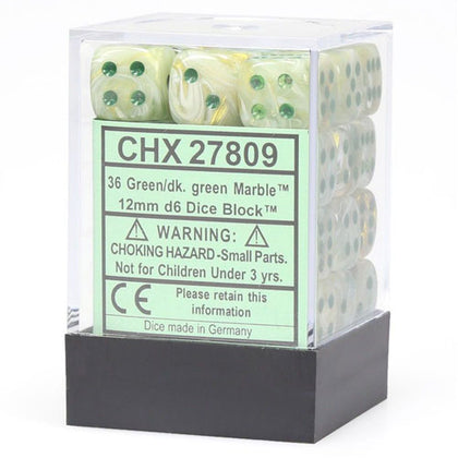 Chessex Marble Green/Dark Green 12mm D6 Dice Block