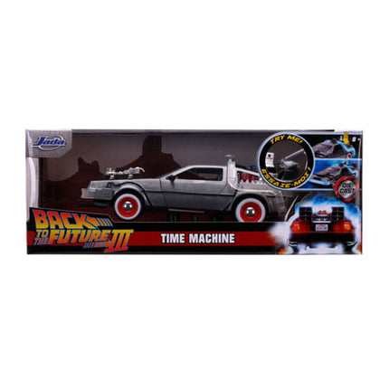 Back to the Futre Part 3 Time Machine Raw Metal 1:24 Scale Diecast Vehicle