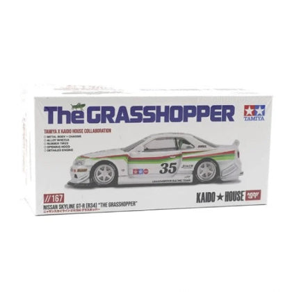 Tamiya X Kaido House Mini GT Nissan Skyline GT-R (R34) The Grasshopper White 1:64 Scale Diecast Vehicle
