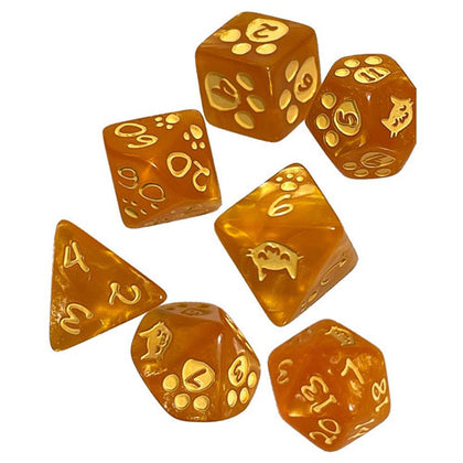 Kitten Polyhedral Dice Set Orange