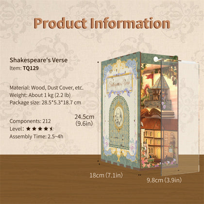 Tonecheer 3D Puzzle Book Nook Kit Shakespeare's Verse