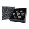 LPG Metal RPG 7 Dice Set Hollow Celtic Stainless and Blue