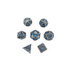 LPG Metal RPG 7 Dice Set Hollow Celtic Stainless and Blue