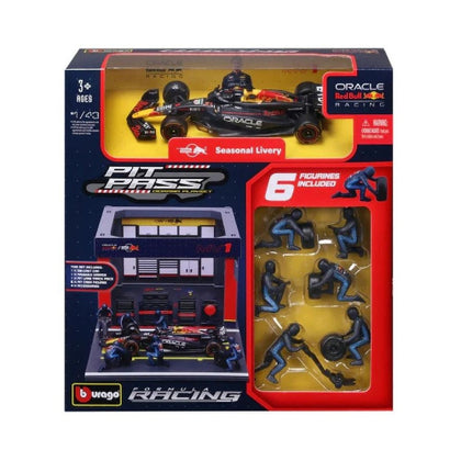Bburago Formula Racing 2024 F1 Red Bull #1 Verstappen Pit Pass 1:43 Scale Diecast Vehicle Diorama Playset