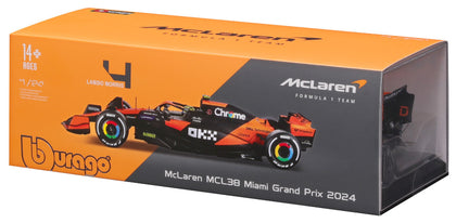 Bburago Formula Racing 2024 F1 McLaren MCL38 #4 Norris in Showcase 1:24 Scale Diecast Vehicle