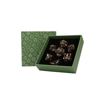 LPG Metal RPG 7 Dice Set Scaled Eye Ember Hoard Gold/Red
