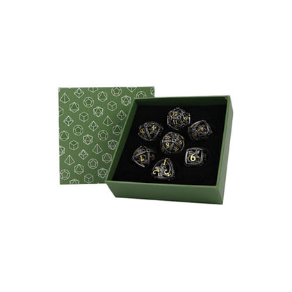 LPG Metal RPG 7 Dice Set Hoard Guardian Jade Sentinel Steel/Green