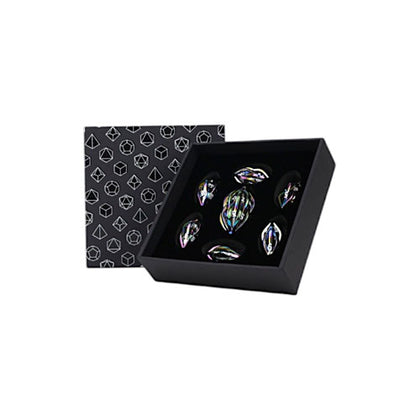 LPG Metal RPG 7 Dice Set Elliptic Hollow Exotic Seepage Oilslick