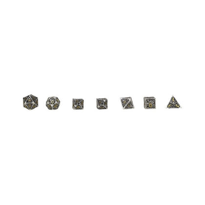 LPG Metal RPG 7 Dice Set Strange Aeon Chrome Hoard Chrome/Gold