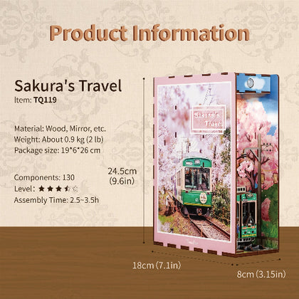 Tonecheer 3D Puzzle Book Nook Kit Sakura's Travel