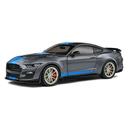 Solido Ford Shelby Mustang GT500 KR Silver with Blue Stripes 1:18 Scale Diecast Vehicle