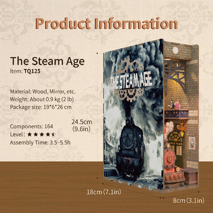 Tonecheer 3D Puzzle Book Nook Kit The Steam Age