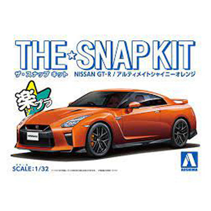 Aoshima Nissan GT-R Ultimate Shiny Orange 1:32 Scale Plastic Model Snap Kit
