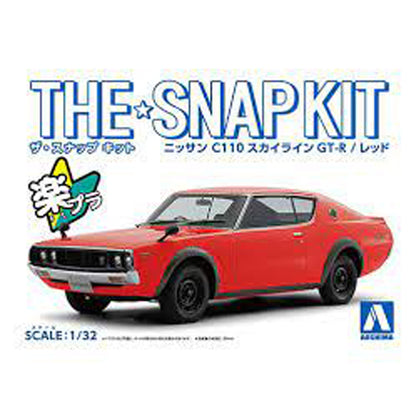 Aoshima Nissan C110 Skyline GT-R Red 1:32 Scale Plastic Model Snap Kit