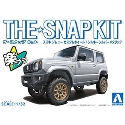 Aoshima Suzuki Jimny Custom Silky Silver Metallic 1:32 Scale Plastic Model Snap Kit