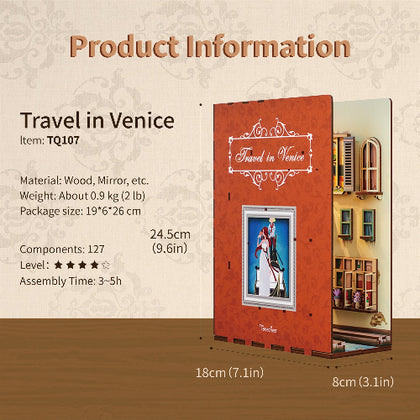 Tonecheer 3D Puzzle Book Nook Kit Travel in Venice