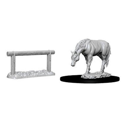 D&D Wizkids Deep Cuts Unpainted Minis Horse and Hitch