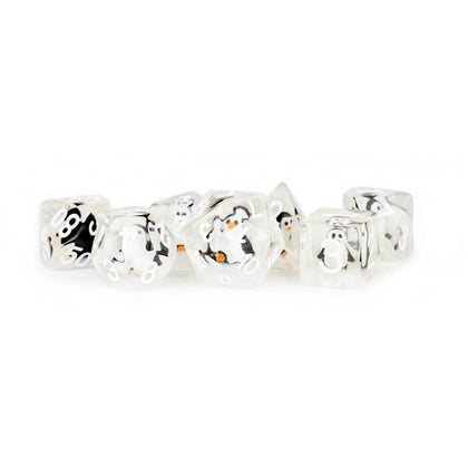 MDG Resin Polyhedral 7 Dice Set Penguin