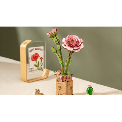 Robotime DIY Wood Bloom Pink Carnation