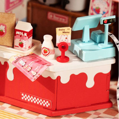 Robotime DIY Miniature House Strawberry Milk Box