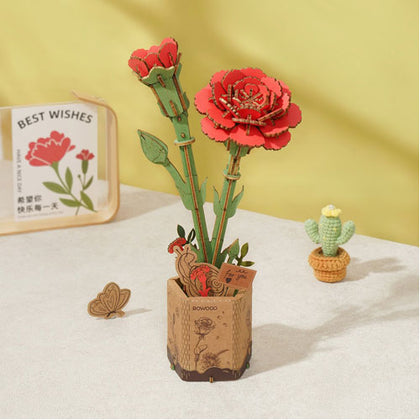 Robotime DIY 3D Wooden Bloom Red Carnation