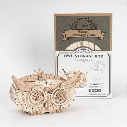 Robotime Classical 3D Wooden Owl Storage Box