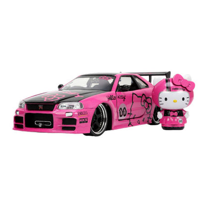 Hello Kitty 2002 Nissan GTR R34 with Hello Kitty Figure 1:24 Scale Diecast Vehicle