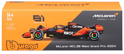 Bburago Formula Racing 2024 F1 McLaren MCL38 #81 Piastri in Showcase 1:24 Scale Diecast Vehicle