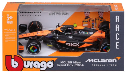 Bburago Formula Racing 2024 F1 McLaren MCL 38 #4 Norris 1:43 Scale Diecast Vehicle