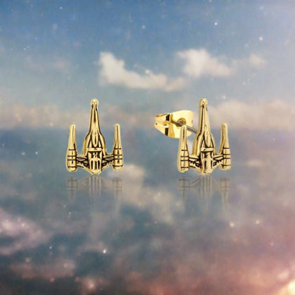 Couture Kingdom - Precious Metal Star Wars N1-Starfighter Stud Gold Earrings