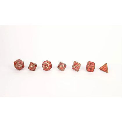 LPG Metal RPG 7 Dice Set Draco Bright Red/Gold