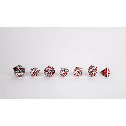 LPG Metal RPG 7 Dice Set Draco Dark Red/Silver