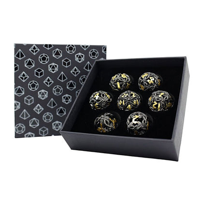 LPG Metal RPG 7 Dice Set Hollow Vines Black & Gold