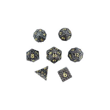 LPG Metal RPG 7 Dice Set Hollow Celtic Black/Gold