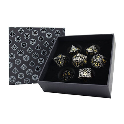 LPG Metal RPG 7 Dice Set Hollow Celtic Black/Gold