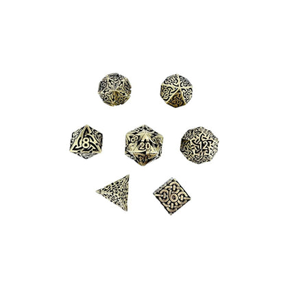 LPG Metal RPG 7 Dice Set Hollow Textures Tarnished Gold