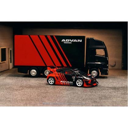 TW Pandem Yaris ADVAN With Truck Packaging 1:64 Scale Diecast Vehicle