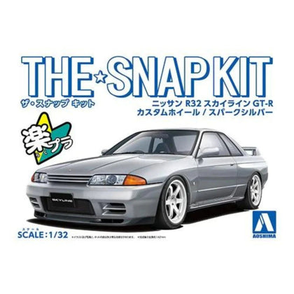 Aoshima Nissan R32 Skyline GT-R Custom Spark Silver 1:32 Scale Plastic Model Snap Kit