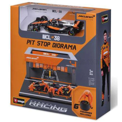 Bburago Formula Racing 2024 F1 McLaren #81 Piastri 1:43 Scale Diecast Vehicle Pit Stop Diorama