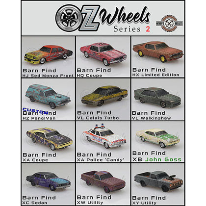 Oz Wheels Series Two 1:64 Scale Diecast Vehicle Barnfind SET (12 Diecast in Total)