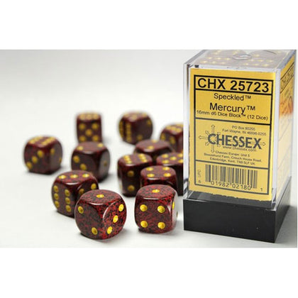 Chessex Speckled Mercury 16mm 12 D6 Dice Block