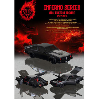 DDA Holden A9X Torana Slammed Custom Inferno Series Matte Black 1:24 Scale Diecast Vehicle